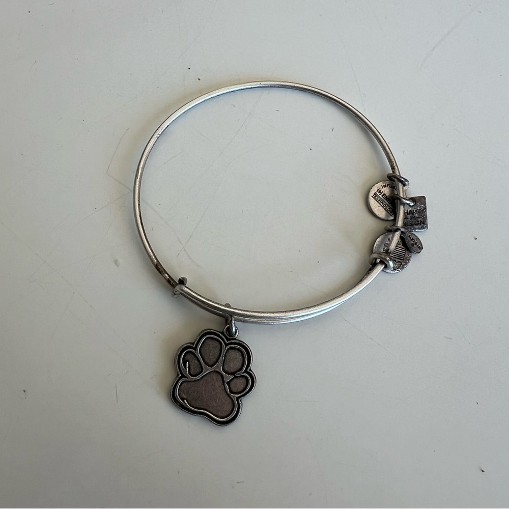 Alex and Ani silver paw print charm bracelet